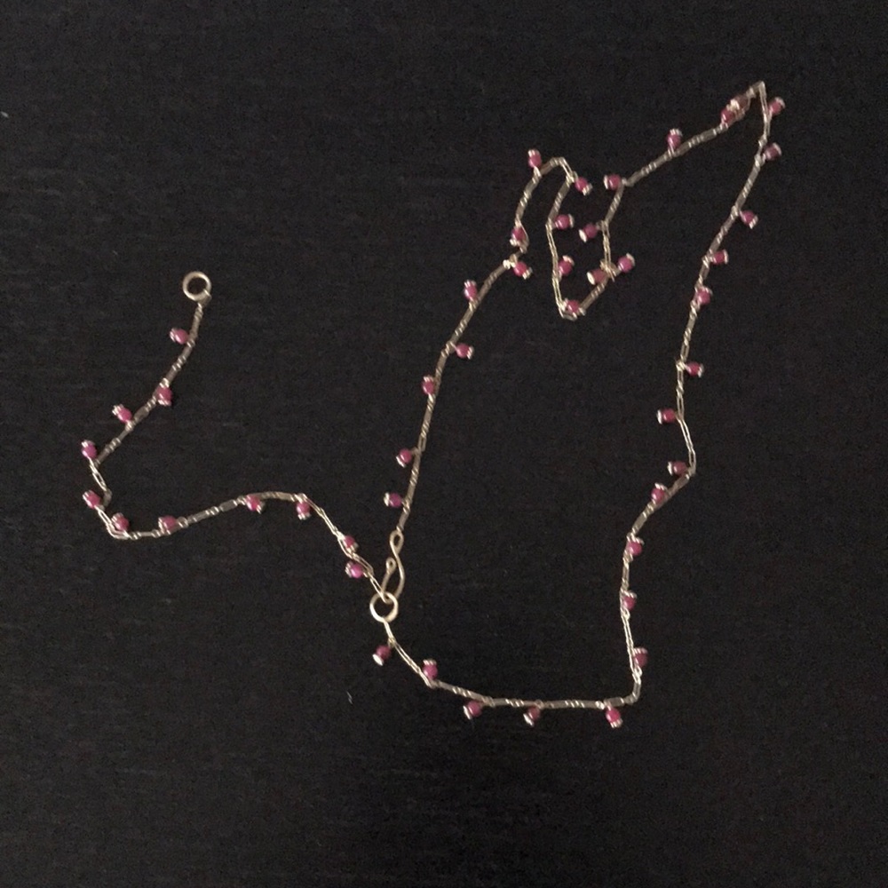 Gold plated , & dropped stones .. long necklace